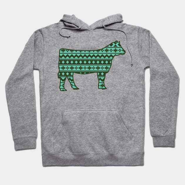 Stock Show Livestock Heifer with Green Southwest Pattern Hoodie by SAMMO